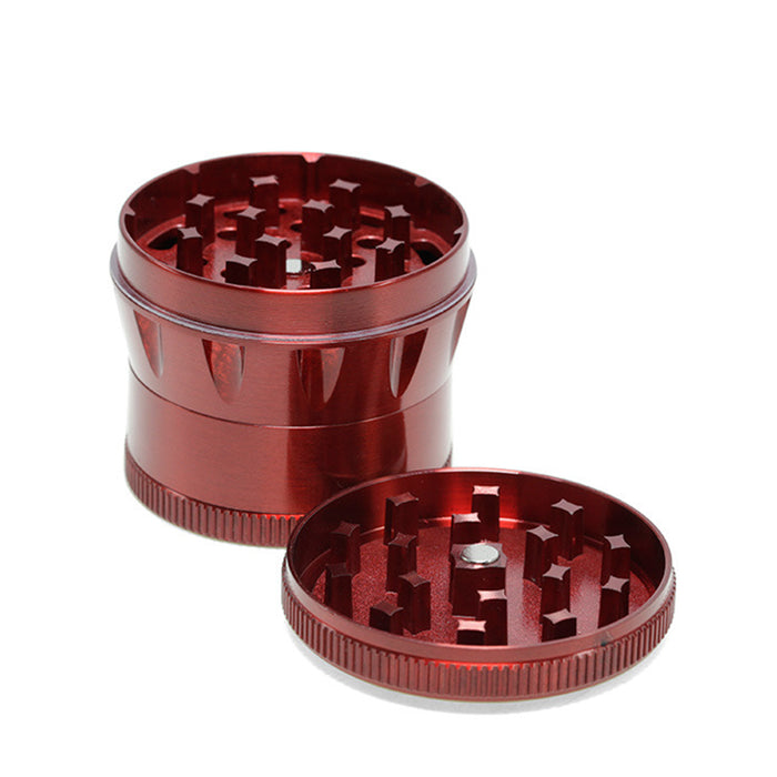 60MM Zinc Alloy Four-layer Metal Chamfer Smoke Grinder-Red Color