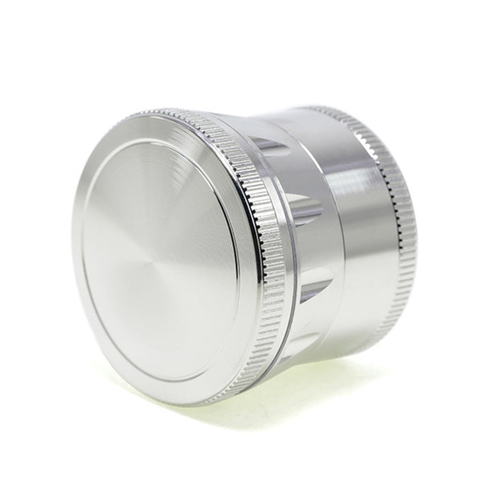50MM Zinc Alloy Four-layer Metal Chamfer Smoke Grinder-Silver Color