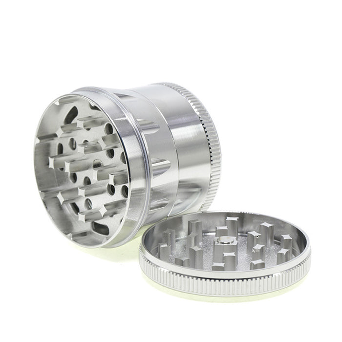 60MM Zinc Alloy Four-layer Metal Chamfer Smoke Grinder-Silver Color