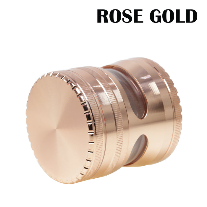 Zinc Alloy Hidden 4-Layer Window No Tooth Stripe Grinding Tooth Grinder-Rose-Gold