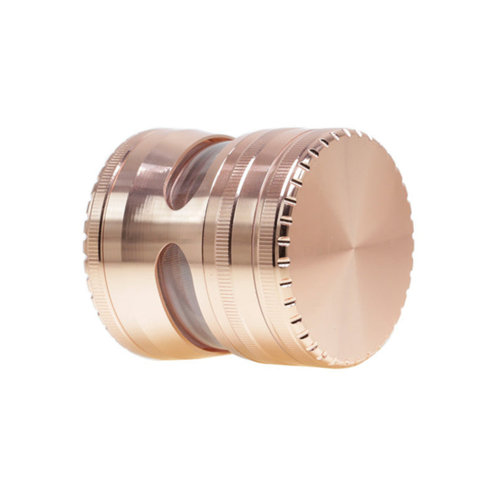 Zinc Alloy Hidden 4-Layer Window No Tooth Stripe Grinding Tooth Grinder-Rose-Gold