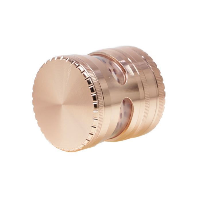 Zinc Alloy Hidden 4-Layer Window No Tooth Stripe Grinding Tooth Grinder-Rose-Gold