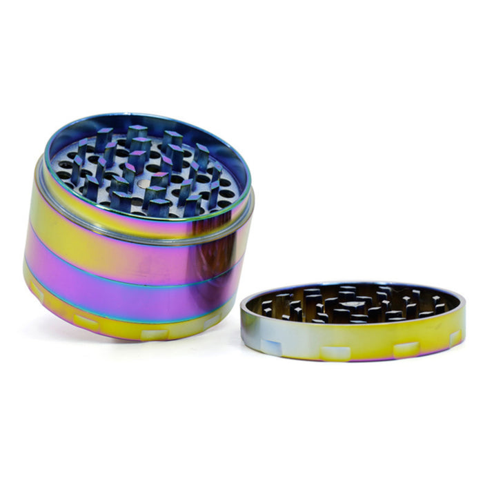 Zinc Alloy 4 Piece 63MM Rainbow Color Chamfered Herb Grinder