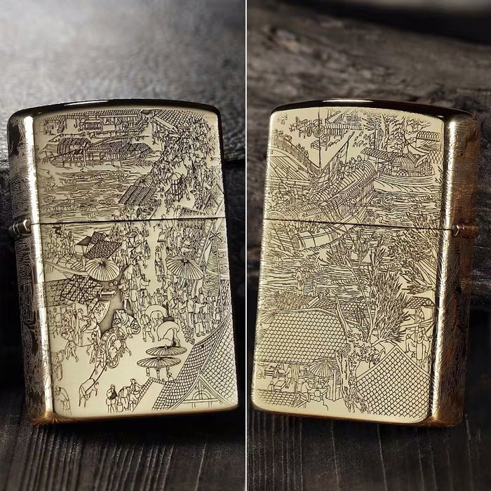 Zorro Kerosene Lighter Windproof Qingming Riverside Map