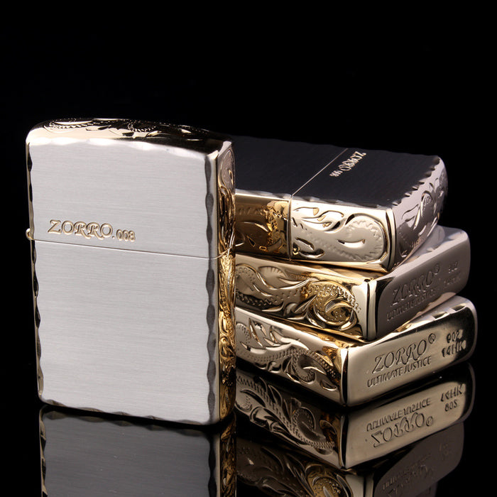 Zorro Lace Carving Gold Kerosene Lighter